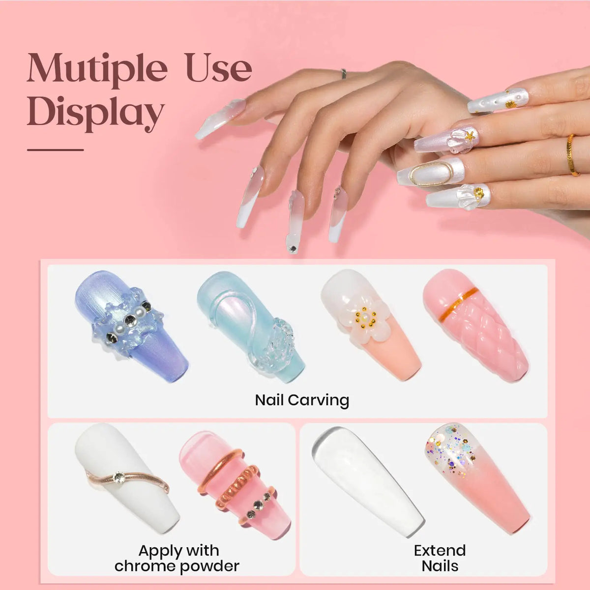 MIZHSE Solid Builder Gel, Nail Sculpture Gel Non-Sticky 4 Colors Nude Clear White Pink Hard Builder Gel Nails UV LED Nail Extension Gel For Nail Salon Home Manicure C-Classic Colors * 4 Rieworkes