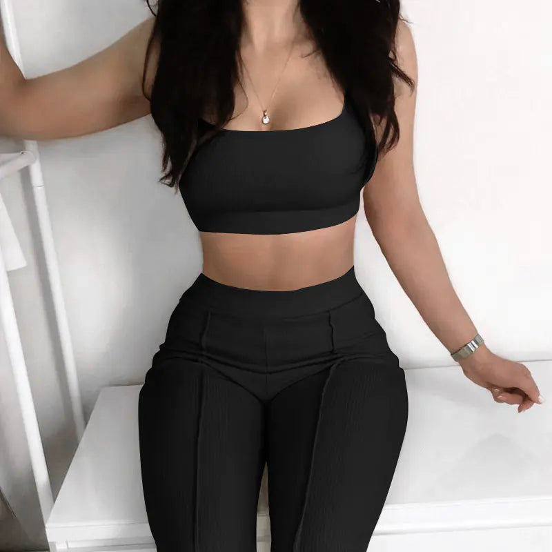 Women's Ribbed Yoga Workout Set for Autumn/Winter Mimarta