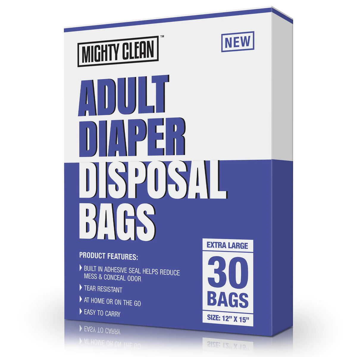 Mighty Clean Extra Large Adult Diaper Disposable Bags - 30 Bags | Leak-Proof Odor Sealing Tear Resistant | Discreet for Diapers Incontinence Pads Sanitary Product Disposal | Durable and Unscented Mimarta