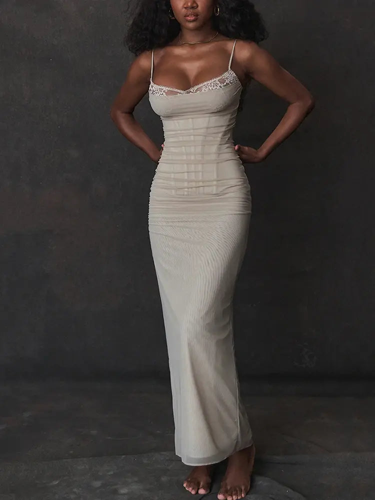 Elegant Spaghetti Strap Backless Dress Rieworkes