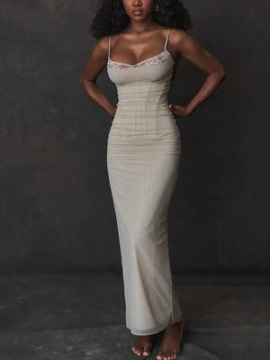 Elegant Spaghetti Strap Backless Dress Rieworkes