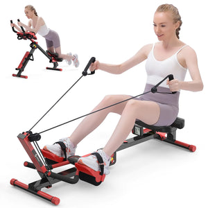 HiFast 4 in 1 Rowing Machines AB Machine with 3-Level Angle & Adjustable Tension Foldable AB Crunch Workout Machine for Home & Gym Use Mimarta