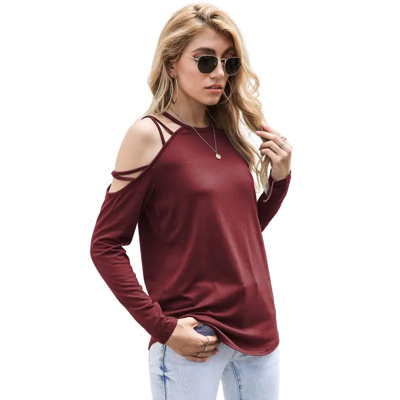 Chic Long Sleeve Off-Shoulder Top for Women Rieworkes