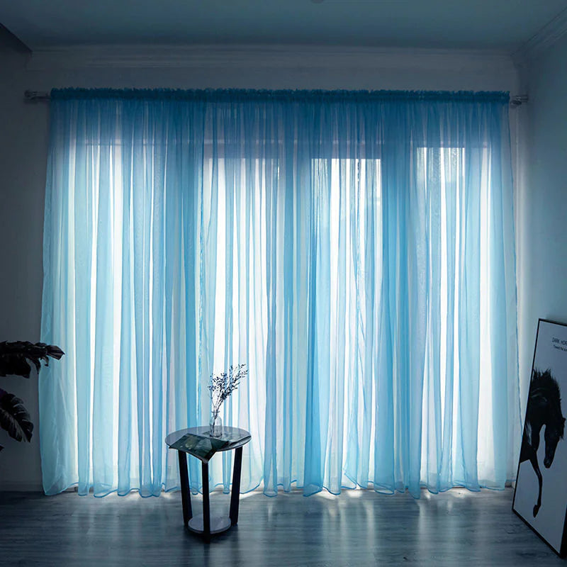 Simple And Modern Balcony Solid Color Gauze Curtain Rieworkes