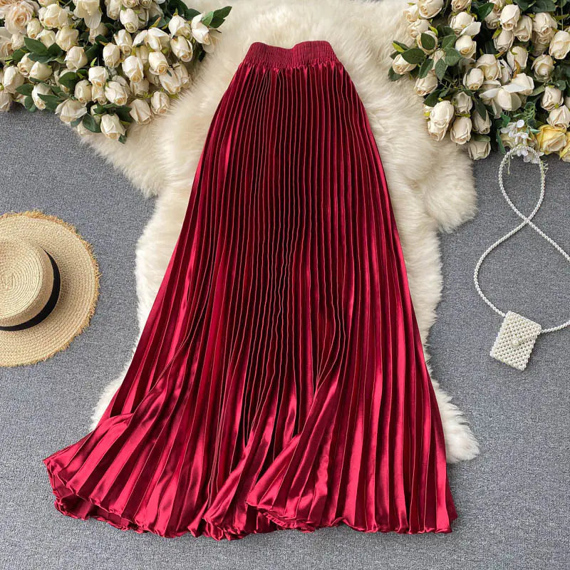 Trendy Light Luxury Pleated Mid-length Skirt Mimarta