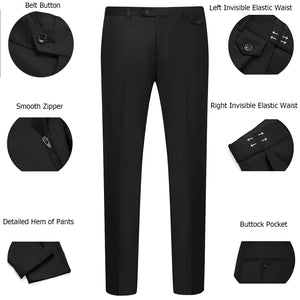 WULFUL Men's 3 Piece Slim Fit Suit Set Two Button Blazer Jacket Vest Pants Tuxedo Set for Party, Wedding and Business Medium Black-0371 Rieworkes