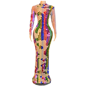 Women's Long Sequin Gauze Dress for Birthday Party Mimarta