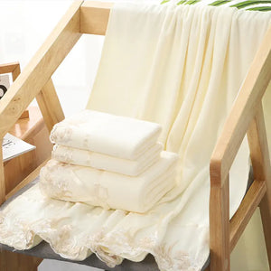 Luxury Lace Embroidery Microfiber Towel Set (1+1 PCS) Mimarta