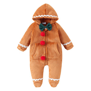 Baby Christmas Gingerbread Romper with Hat Rieworkes