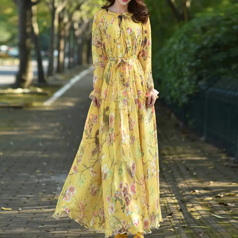 Maxi Dress Floral Printed Rieworkes