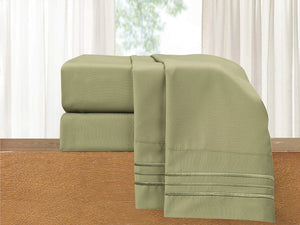 Elegant Comfort Luxury 5-Piece Bed Sheet Set - Luxury Bedding 1500 Premium Hotel Quality Microfiber Wrinkle Resistant Cool & Breathable Easy Elastic Fitted Split King Sage-Green Rieworkes
