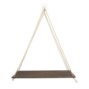 Wall-Mounted Wooden Shelf with Decorative Rope Planter Mimarta