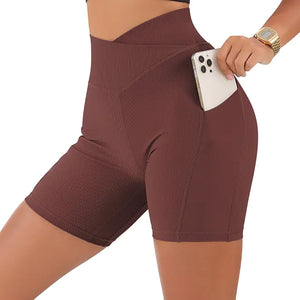 Sports Shorts Women High Waist Workout Seamless Fitness Yoga Shorts Rieworkes