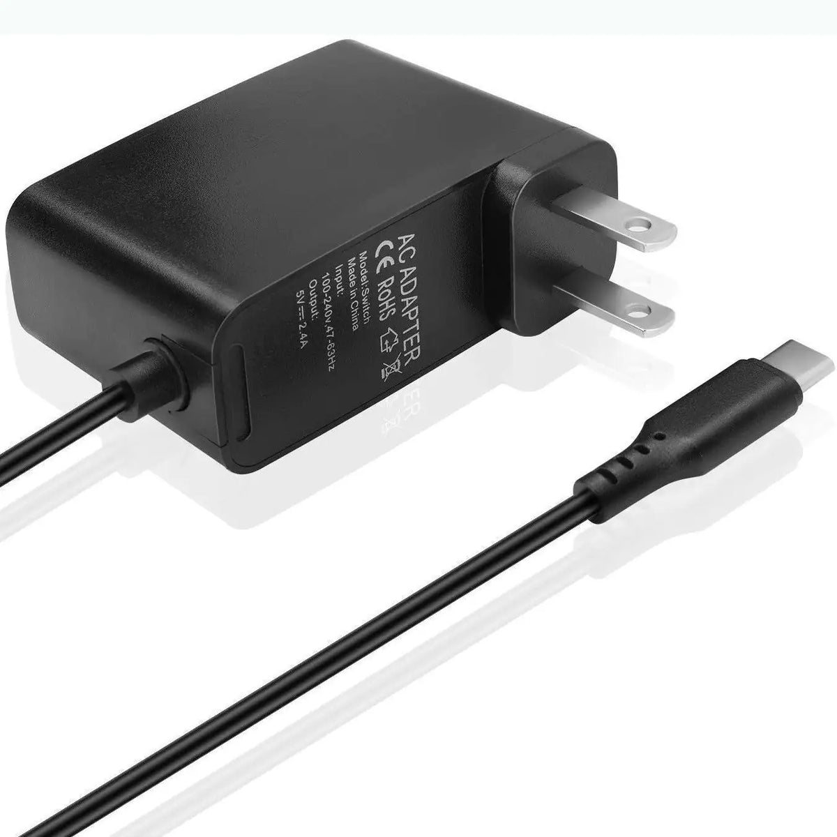 For Nintendo Switch AC Power Supply Adapter Home Wall Travel Charger Cable 2.4A Rieworkes