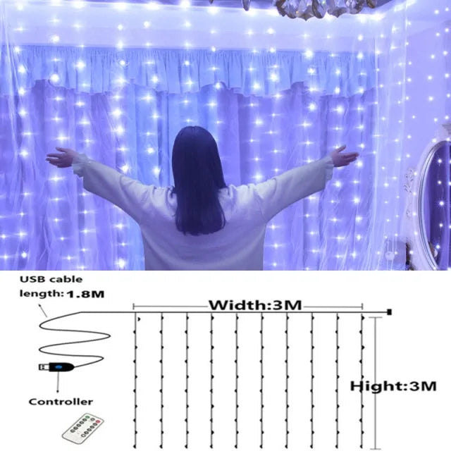 Curtain String Light Ball Santa Claus Rieworkes