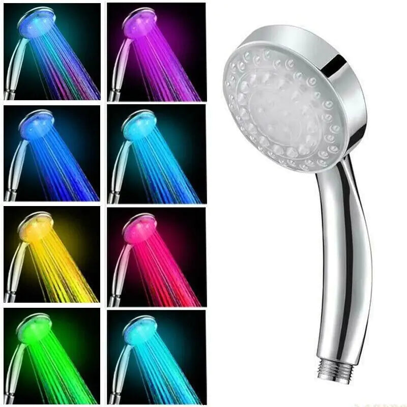 Handheld 7 Color Changing LED Light Water Bath Home Bathroom Shower Head Glow Rieworkes
