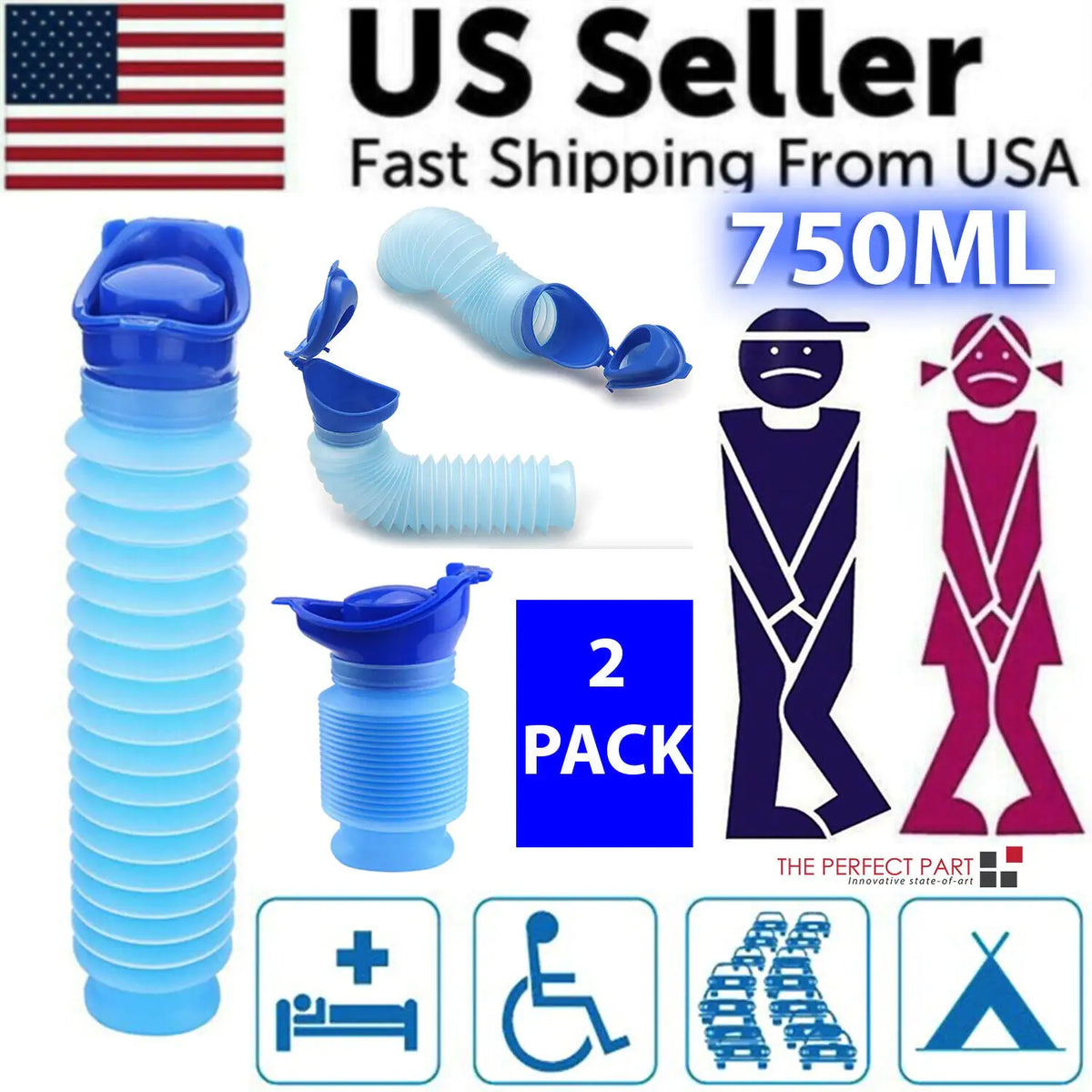 Male Female Portable Urinal Travel Camping Car Toilet Pee Bottle Emergency Kit Rieworkes