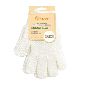 Evridwear Exfoliating Dual Texture Bath Gloves for Shower, Spa, Massage and Body Scrubs, Dead Skin Cell Remover, Gloves with Hanging Loop (1 Pair Light Glove) 1 Pair Light Glove Rieworkes