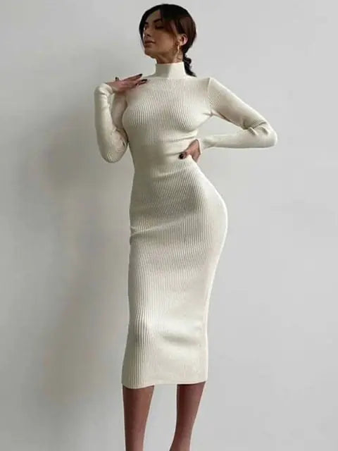 Turtleneck Maxi: Elegant Sweater Dress Rieworkes