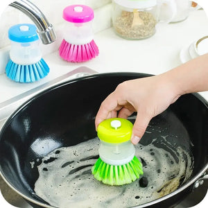 Random Color Kitchen Wash Pot Dish Brush Washing Utensils With Washing Up Liquid Soap Dispenser Household Cleaning Accessories Rieworkes