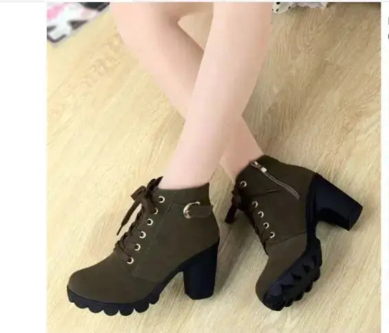 Autumn Winter Thick Heeled Woman Boots Rieworkes