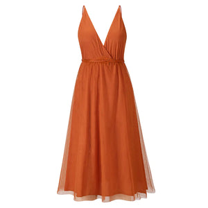 Elegant European American Gauze Strap Dress Mimarta