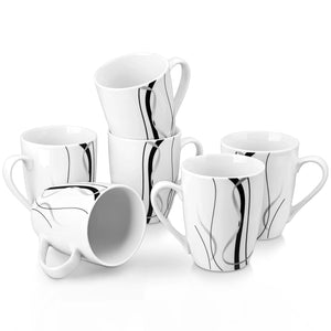 VEWEET Ceramic Coffee Mugs Set of 6 11 OZ Coffee Cups Set with Handle White Mugs Set Porcelain Cup Set for Kitchen Microwave Dishwasher Safe Series Fiona Rieworkes