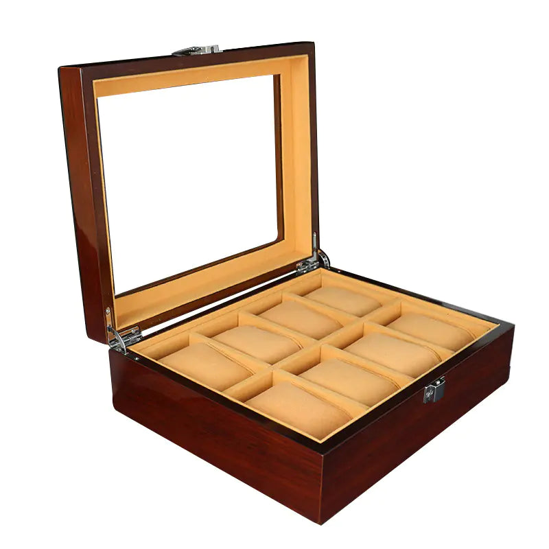 8-Position Wooden Watch Box for Display and Storage Mimarta