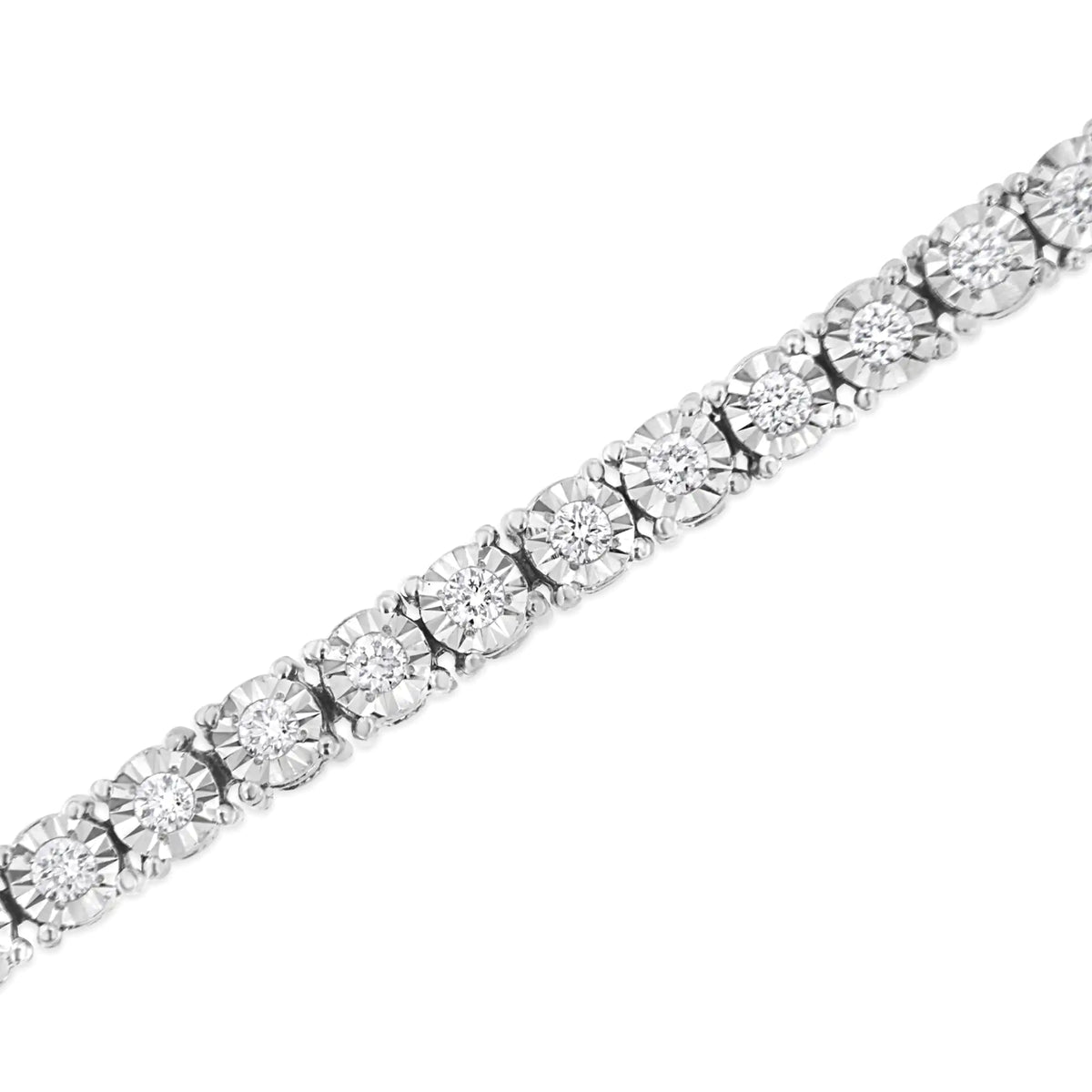 .925 Sterling Silver Lab Grown Diamond Illusion-Set Miracle Plate Tennis Bracelet - 7.25" Inches Rieworkes
