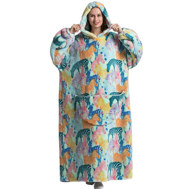 Oversized Long Blanket Hoodie Autumn Winter Fleece Rieworkes