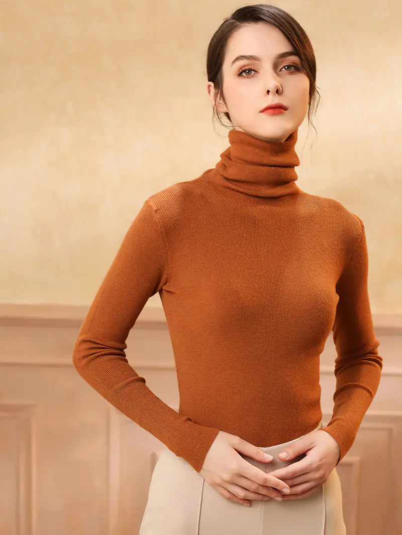 Women's Fitted Cashmere Turtleneck Sweater (Fall/Winter) Mimarta