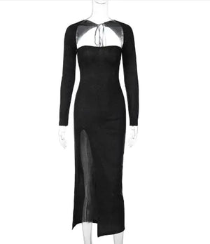 Slim Fit Slit Long Sleeve Dress Rieworkes