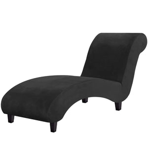 H.VERSAILTEX Chaise Lounge Cover Velvet Chaise Lounge Couch Cover High Stretch Chaise Slipcover Luxury Lounge Chair Cover for Living Room Soft Furniture Protector for Dog Machine Washable Black Rieworkes
