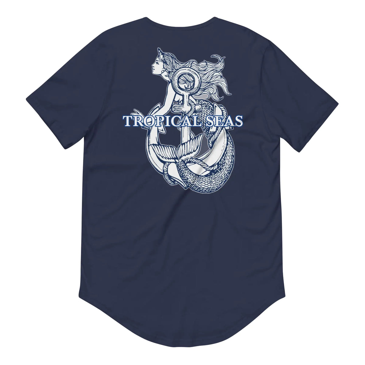 Men's Curved Hem Ancient Mermaid Anchor T-Shirt Rieworkes