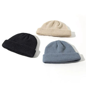 Unisex Winter Ribbed Knitted Cuffed Short Melon Cap Rieworkes