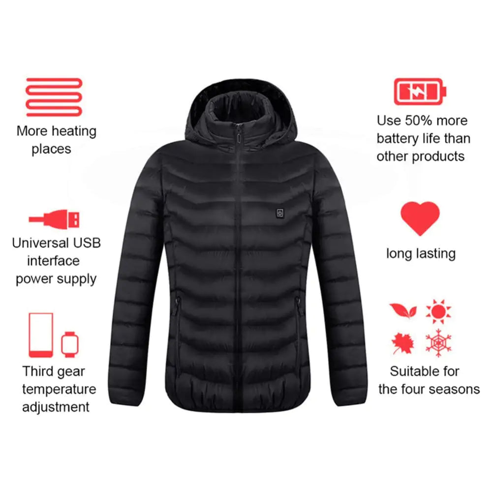 New Heated Jacket Coat USB Electric Jacket Cotton Coat Heater Thermal Clothing Heating Vest Men's Clothes Winter Mimarta