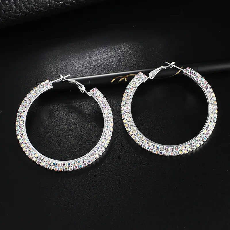 Luxury Round Crystal Hoop Earrings for Women Mimarta