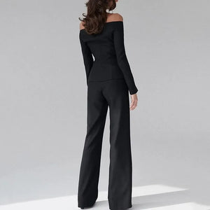 Women's Fashion Elegant Solid Color Long Sleeved Pants Set Mimarta
