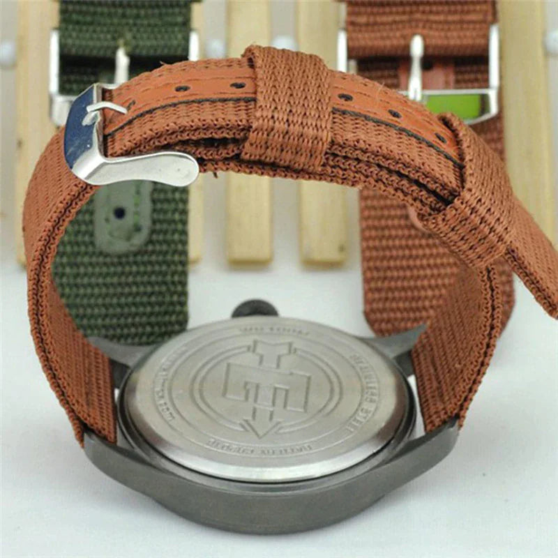 18mm 20mm 22mm 24mm Military Canvas Nylon Wrist Watch Band Strap Bracelet Sport Rieworkes