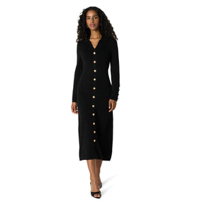 The Drop Women’s Black Gold Button Sweater Midi Dress L Rieworkes