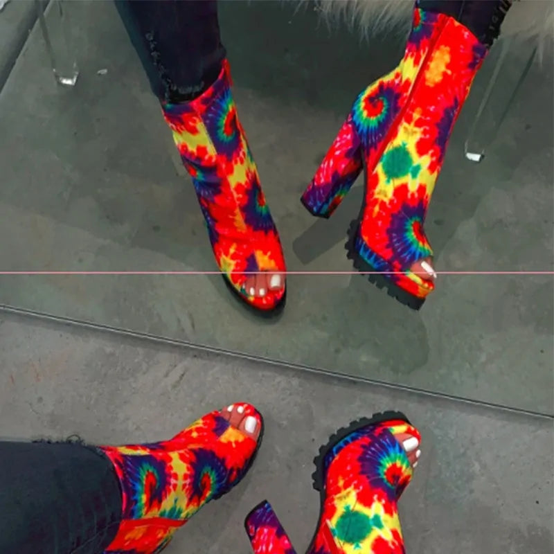 Zipped Open Toe Ankle Boots Rieworkes