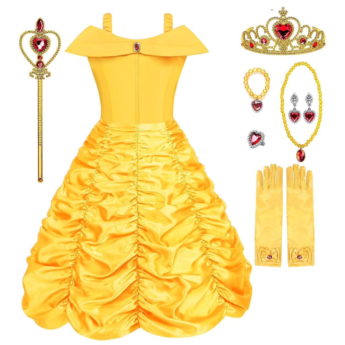 Chektin Princess Dresses For Girls Halloween Costumes For Girls Princess Costume For Girls Girls Halloween Costumes Dresses For Kids Cosplay Birthday Party Decorations With Accessories Yellow Mimarta