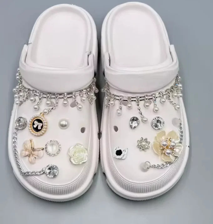 Pearl Chain Shoe Charms for Crocs and Sandals - Elegant DIY Decorations for Women Rieworkes