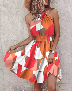 Summer Chic Halter Dress - European & American Print Rieworkes