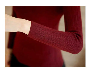 2020 Fall/Winter V-Neck Fitted Long Sleeve Sweater Mimarta