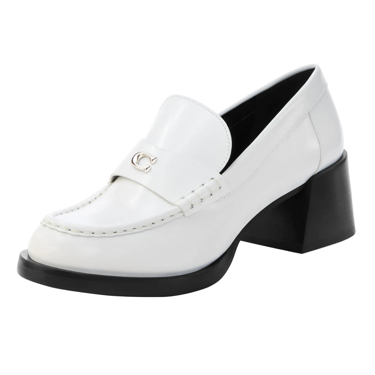 Coach Womens Natalie Leather Loafer Optic White 5 Rieworkes