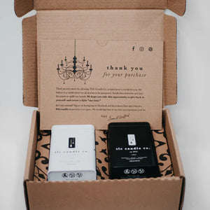 "Date Night" Glass of Red, Blackberry and Bay and Amber Noir, Cedar and Sandalwood Luxury 2-Wick Soy Candle Gift Set Rieworkes