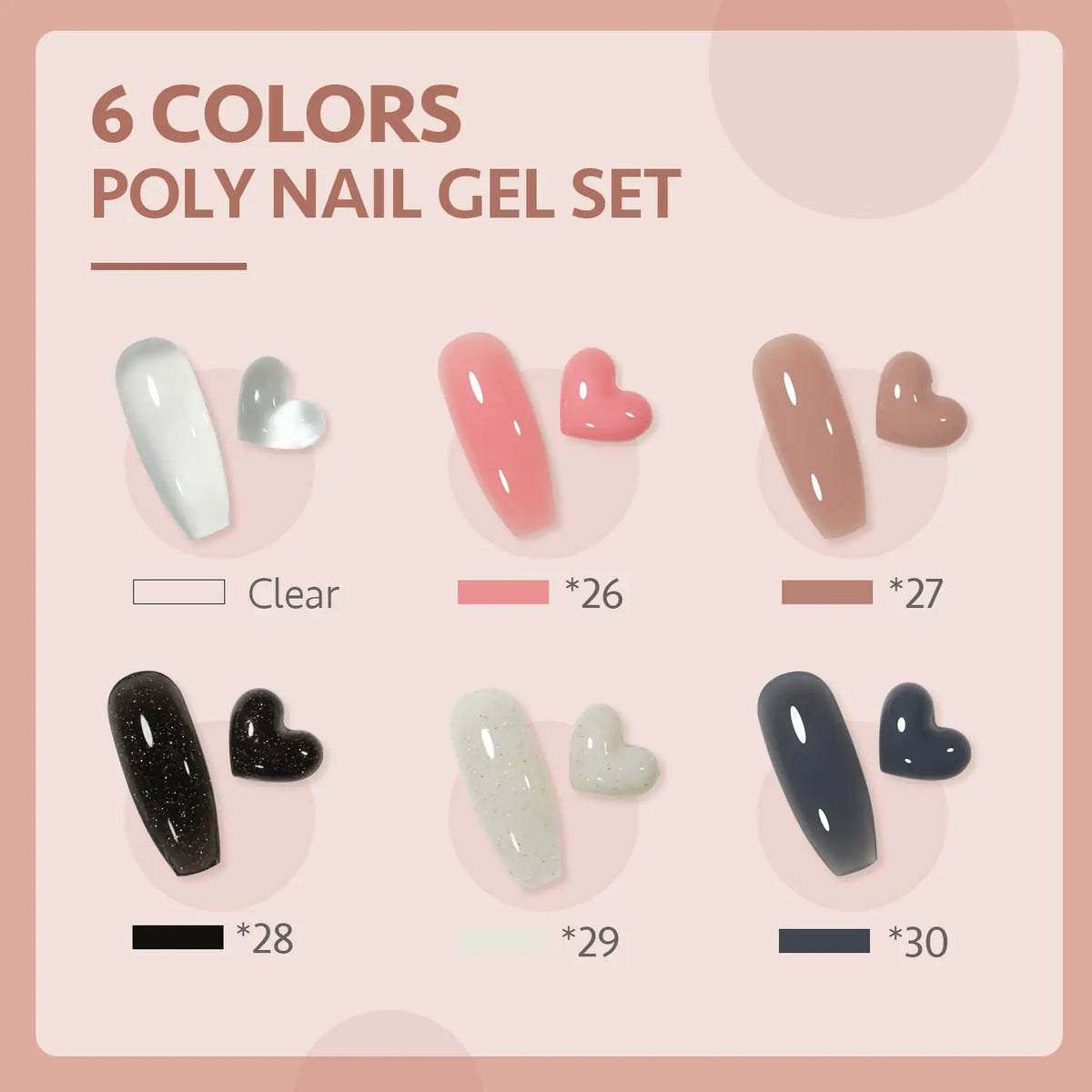 GAOY Poly Gel Nail Kit with U V Light Starter Kit, 6 Colors Nude Pink Black Builder Gel Nail Extension Kit for Beginners with Everything Nail Art DIY at Home Set C Rieworkes