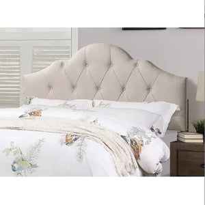 Contemporary 1pc Queen Size Bed Adjustable HB Light Brown Polyfiber Tufted Upholstered Wooden Bedframe Bedroom Furniture Rieworkes