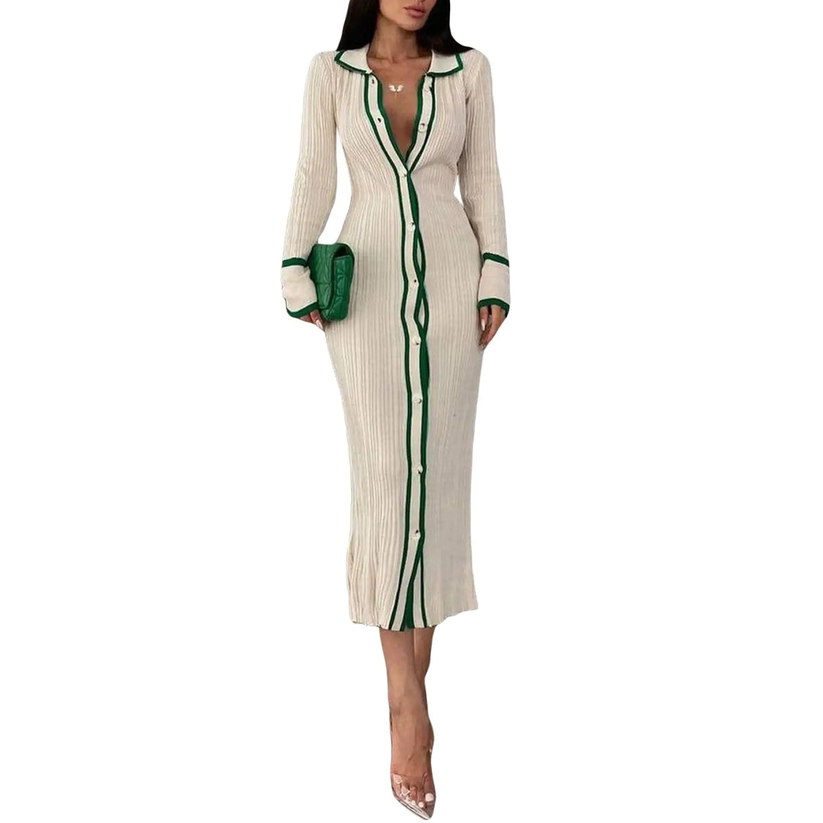 Stripe Lapel Dress Rieworkes